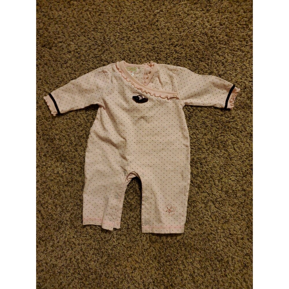 Girl's 3 month Tangerine pink with dots long sleeve outfit